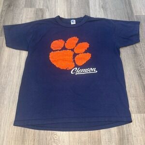 Vintage Clemson University Tigers Russell Athletic T Shirt Single Stitch Large